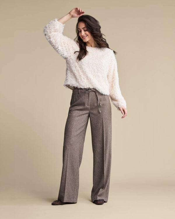 Claudette fancy tweed Mud RED BUTTON
