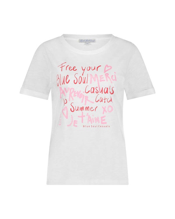 T shirt Tee temmy graffiti red pink Red button