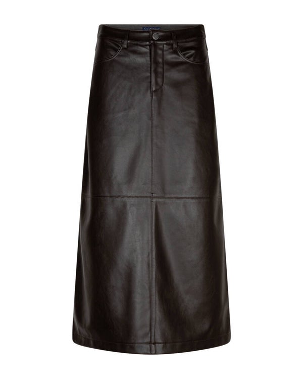 Alina Faux leather espresso RED BUTTON