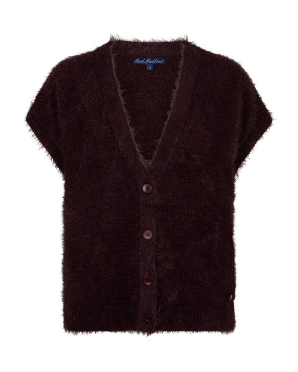Sleeveless fuzzy burgundy SRB5116 RED BUTTON