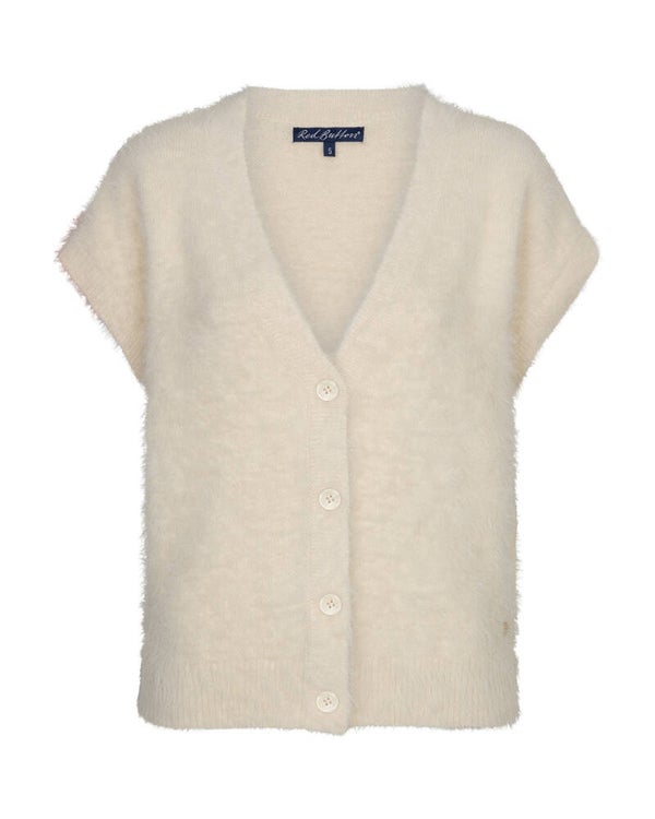Sleeveless fuzzy cream SRB5116 RED BUTTON