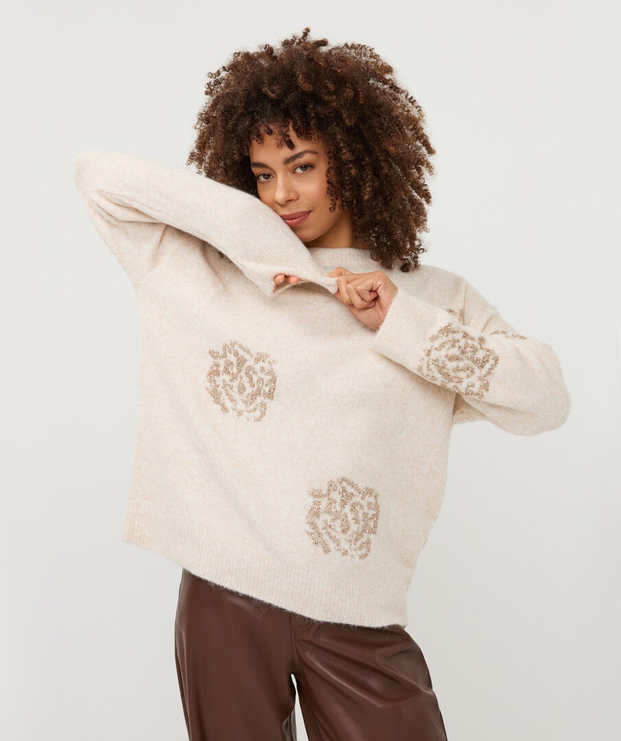 Sweater sequin flowers W26.18704 ESQUALO