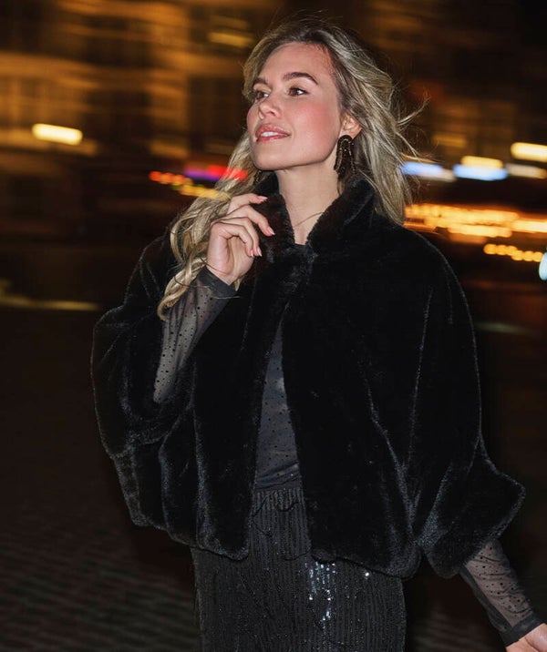 Coat poncho faux fur W26.37704 ESQUALO