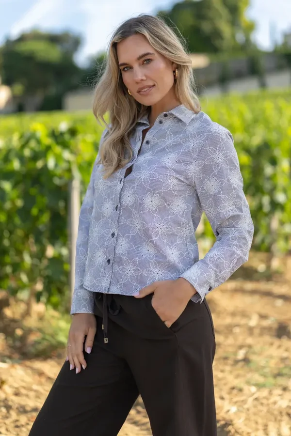 Elvira Casuals Blouse Fallon Striped Coffee