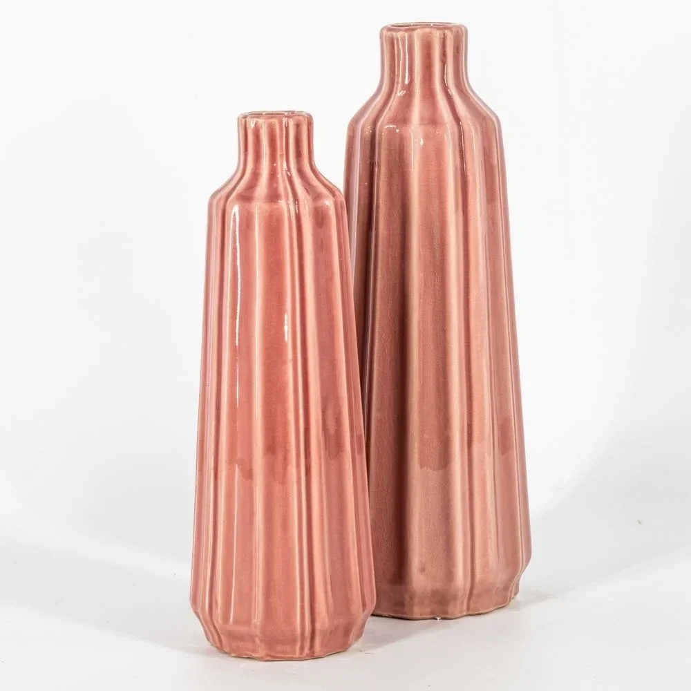 Aardewerk vaas roze