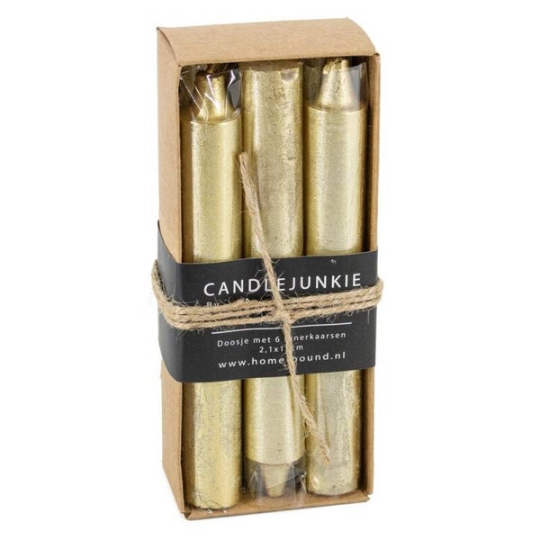 Dinerkaarsen goud - 6 stuks
