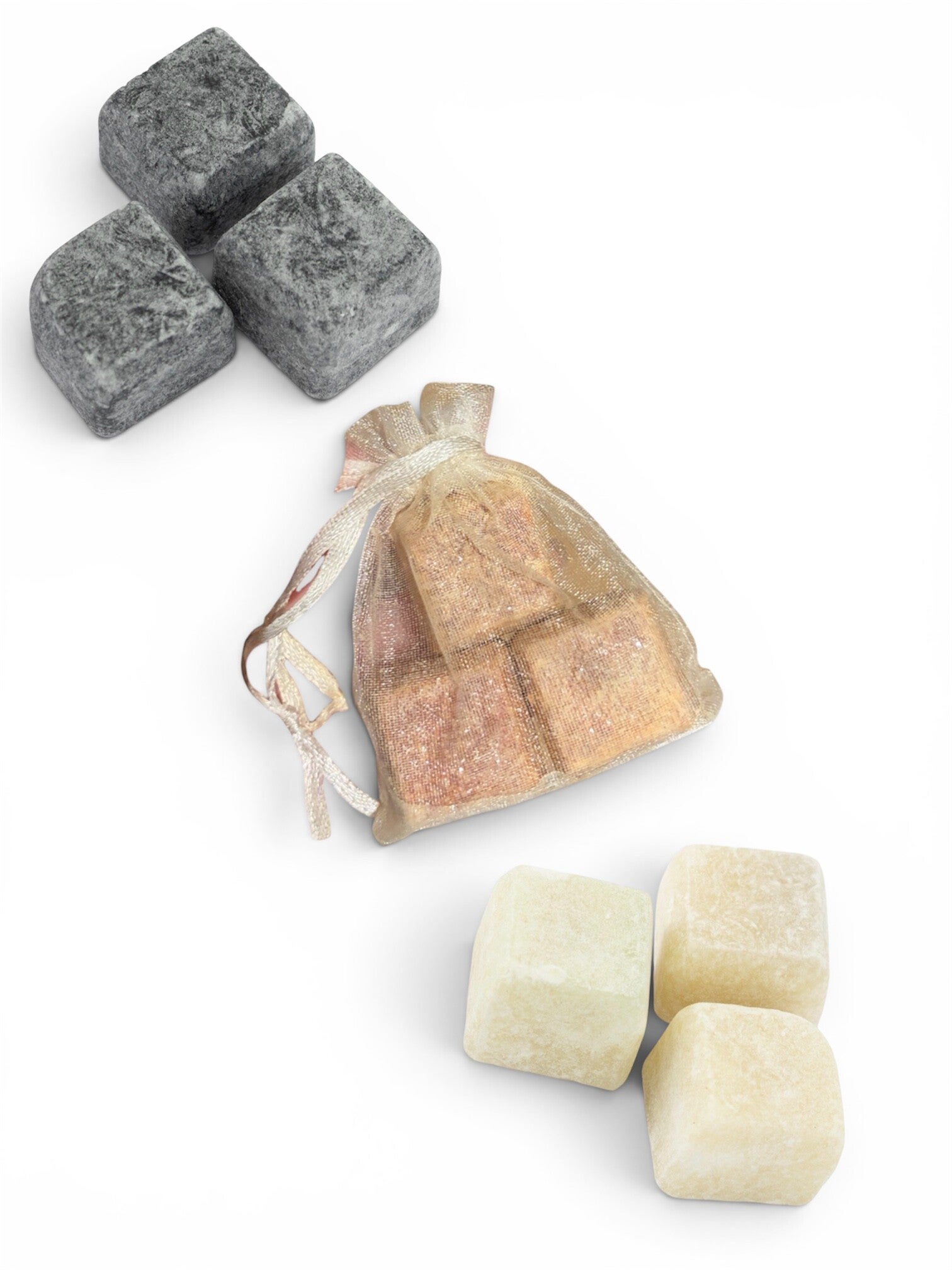 Organza zakje met 3x mini amberblokje