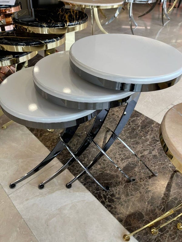 Salontafel Set 3 Delig Hoogglans Wit