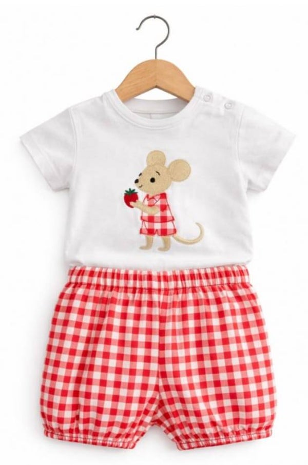 Conjunto Niño Ratón fresa