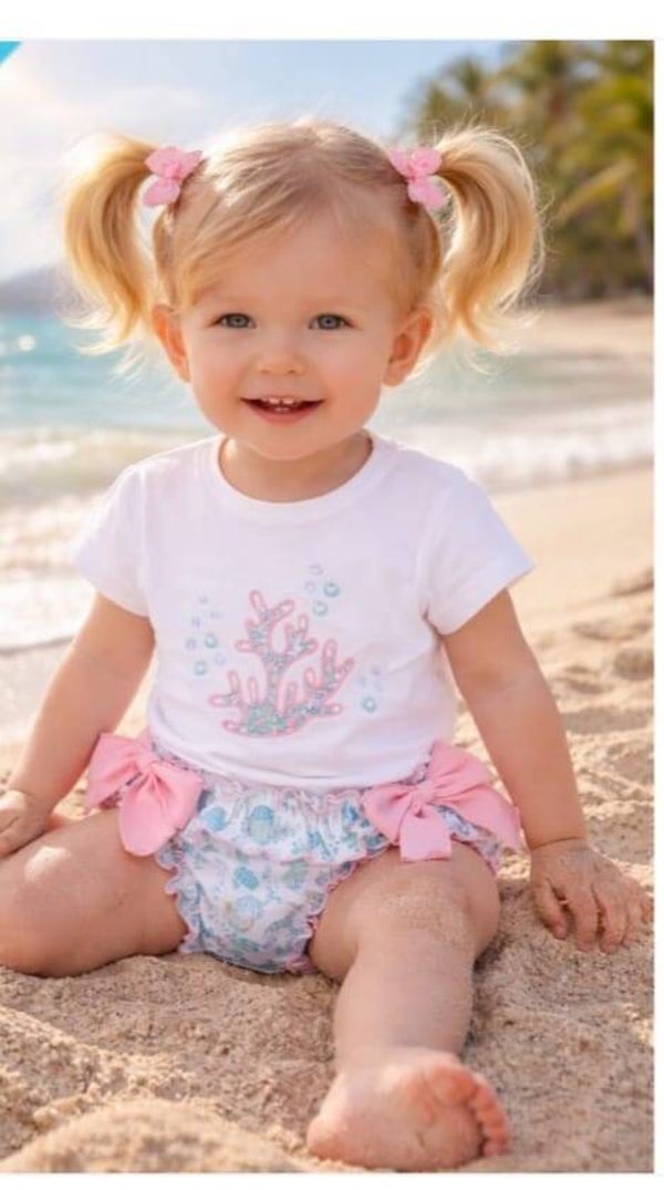 Conjunto bañador niña Corales