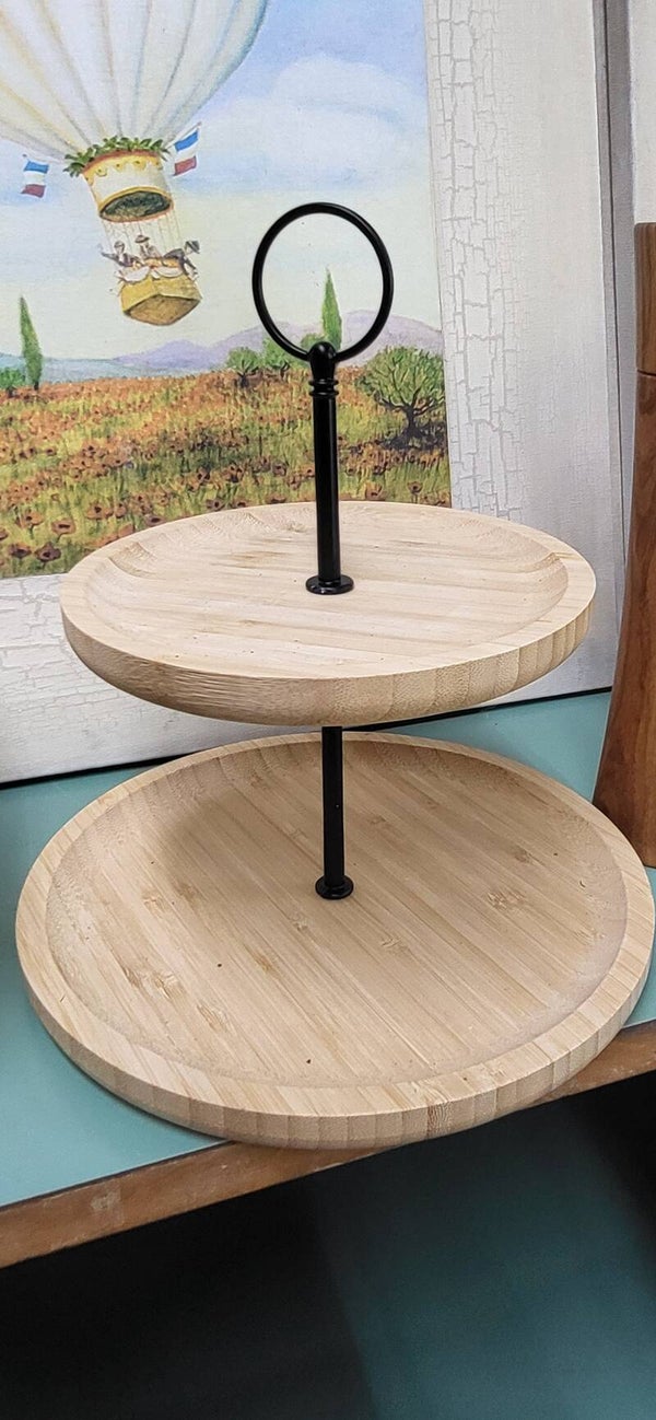 Bambus Etagere 2-stöckig