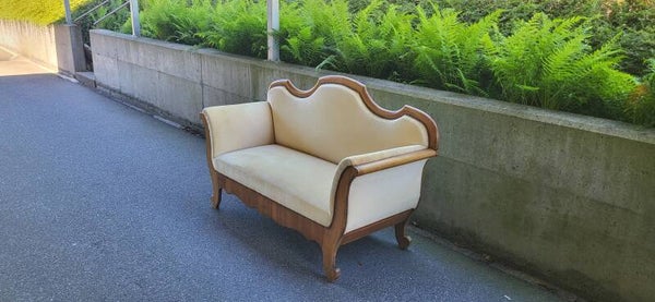 Vintage Salonsofa im Biedermeier-Stil | 2-Sitzer | Holz & Stoff