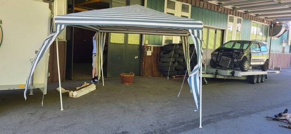 Gartenpavillon 3 x 3 m grün/weiss – komplett in Originalverpackung