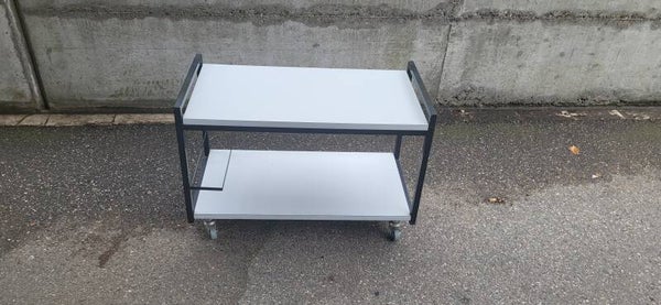 Moderner Servierwagen / TV-Wagen auf Rollen – Metall & Weiss – Industrie Design