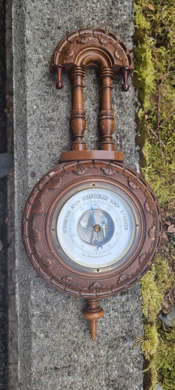 Antikes Schweizer Wandbarometer „Joh. Burkhardt Richterswil“ – Holz