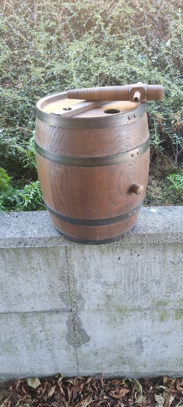 Altes Holzfass mit Zapfhahn – ca. 43 cm – Vintage Deko / Weinfass