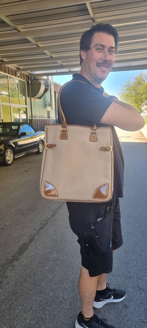Grosse elegante Damenhandtasche / Shopper beige-braun