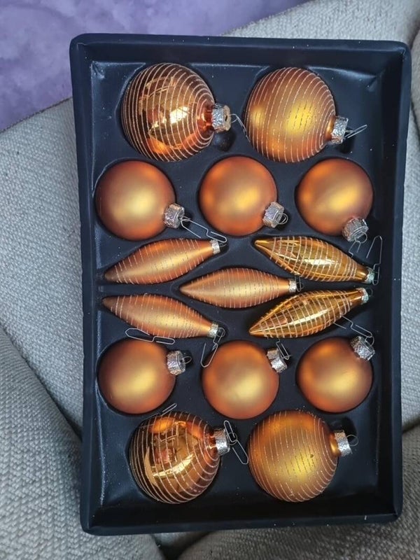 14-teiliges Weihnachtskugel-Set in Kupferorange – Matt & Glänzend