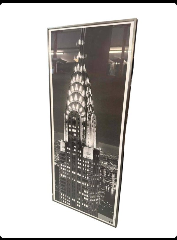 Grosses Schwarz-Weiss Bild „Chrysler Building New York“ im Rahmen – ca. 80 × 30 cm
