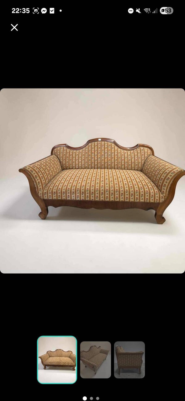Elegantes Louis-Philippe Sofa / Kanapee aus Holz – Vintage 3-Sitzer