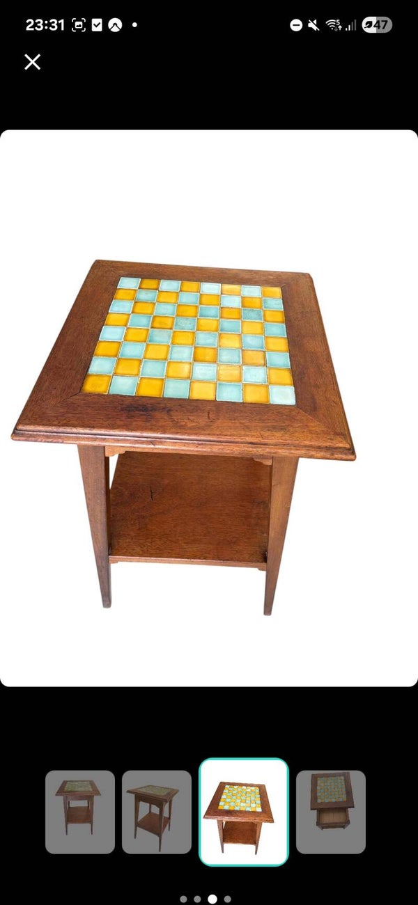 Vintage Fliesentisch | Mid Century Beistelltisch aus Massivholz | 70er Jahre