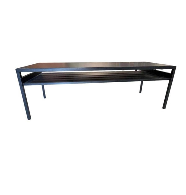 Moderner Couchtisch aus Metall mit Ablage – Schwarz – 120 × 40 cm