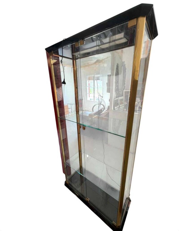 Vintage Glasvitrine 180x90x40 cm – mit Beleuchtung, Glasböden & Schiebetüren – Sammler-, Schmuck- & Ausstellungsvitrine