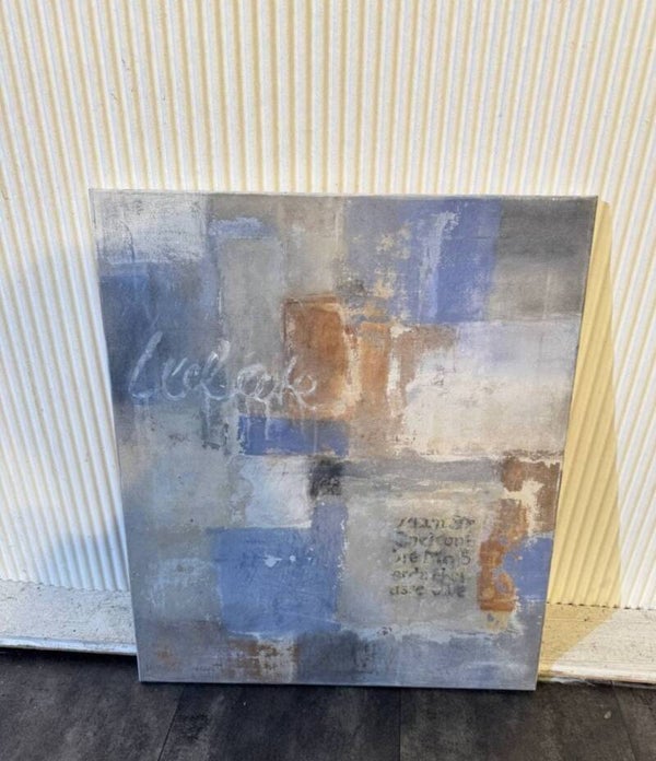 2er-Set abstrakte Leinwandbilder 60x80 cm | Moderne Wandbilder | Blau-Grau
