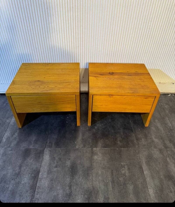 Paar Nachttische aus Massivholz Eiche – 2 Schubladen, zeitloses Design