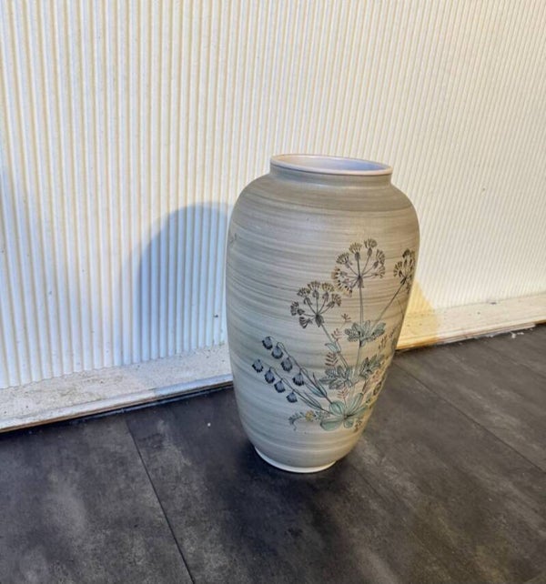 Grosse Vintage Keramik-Bodenvase mit floralem Dekor