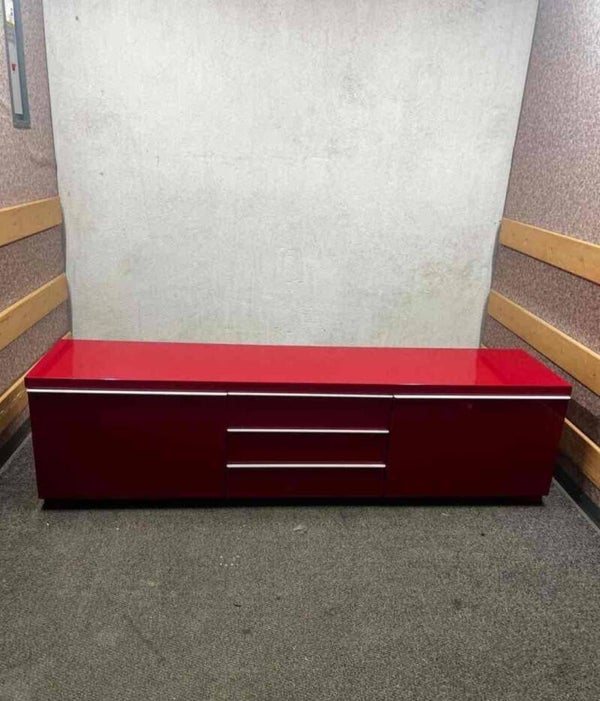 Modernes Design TV-Lowboard Hochglanz Rot – mit Klappfächern & Stauraum