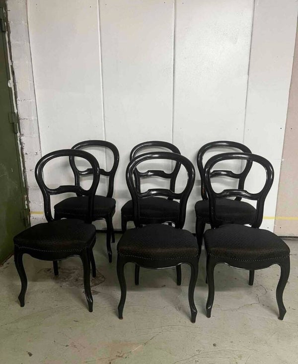 6 stilvolle Balloon-Back Stühle – gepolstert – schwarz – 6er Set