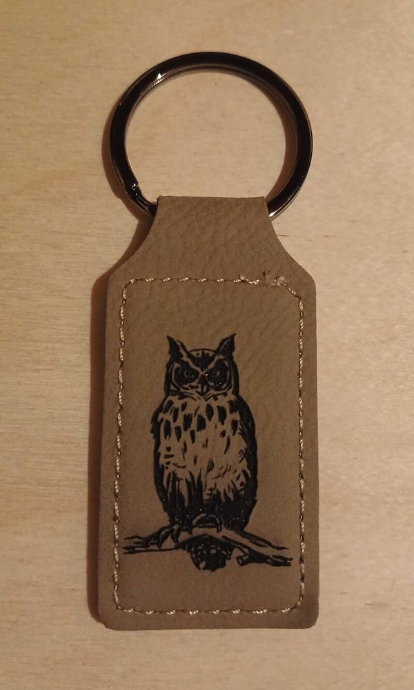 Porte clé en cuir Hibou