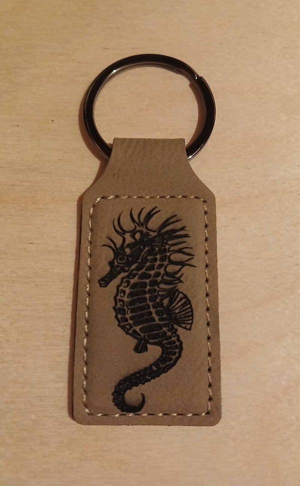 Porte clé en cuir hippocampe