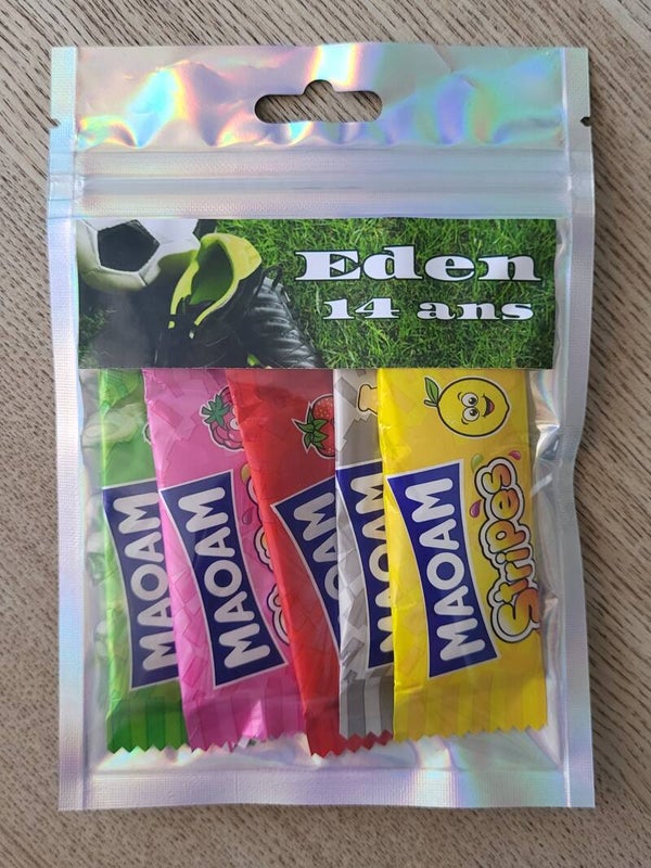 Sachet de bonbons GARNI. Transparent holographique, Personnalisé
