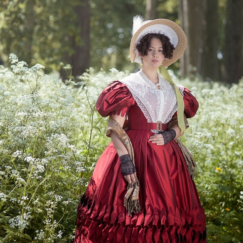 Day variation. Homemade dress inspired by fashion plates.