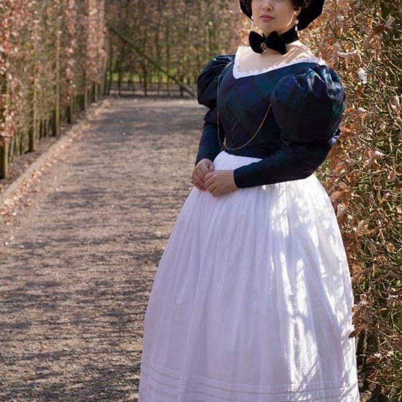 Combination day variation. Homemade dress inspired by a fashion plate.