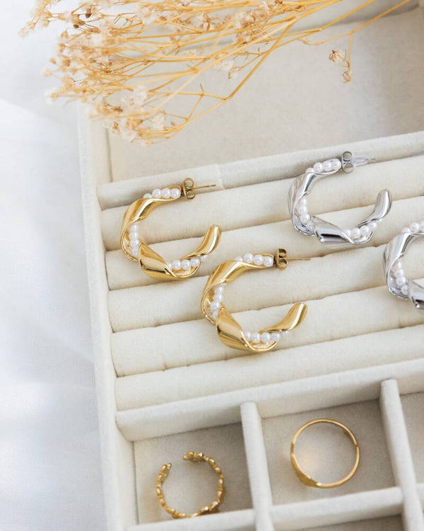 The Pearl Twirl hoop earrings