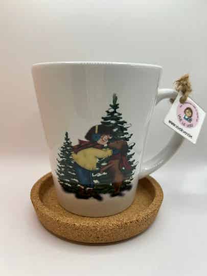 Latte mok - Snowy kiss incl. onderzetter