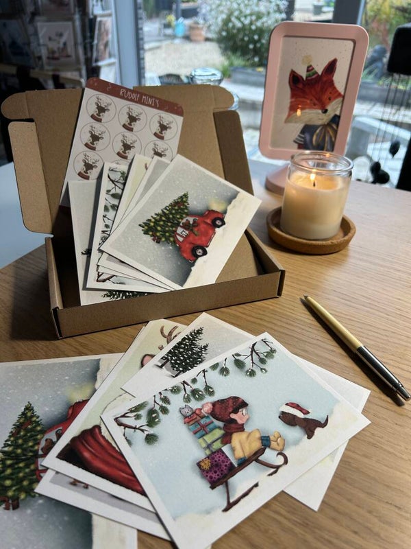 ❄️ Box vol Winterse Wensen – Set van 10 kaarten + 10 sluitzegels (box 2)