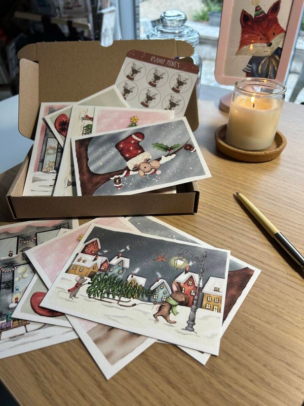 ❄️ Box vol Winterse Wensen – Set van 10 kaarten + 10 sluitzegels (box 1)