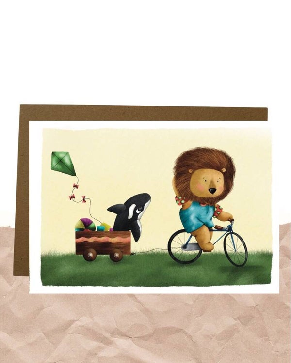 Postkaart - Going to the beach