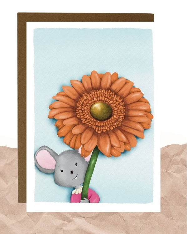 Postkaart - For you (flower mouse)