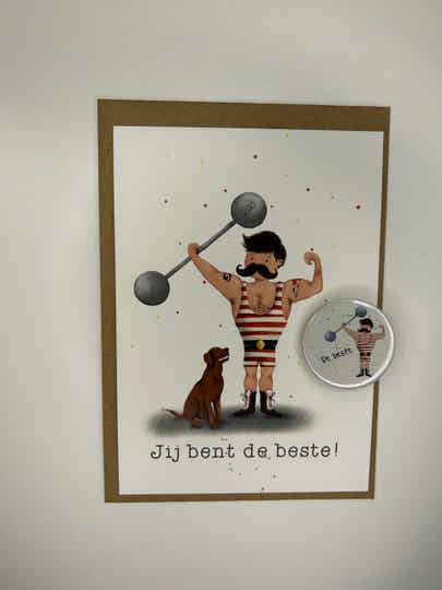 Postkaart met pin - Jij bent de beste