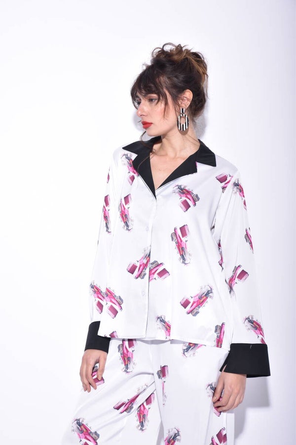 elephant pyjama saten shirt