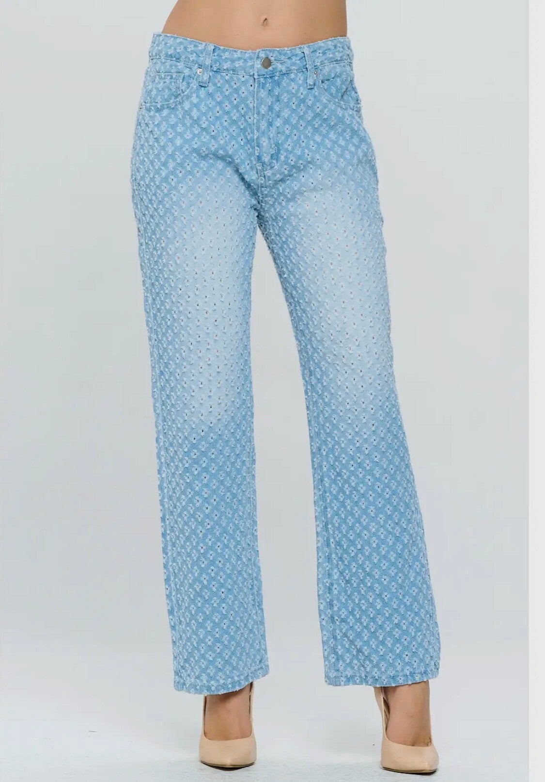 The Micro-Grid Jeans (lichtblauw+zwart)