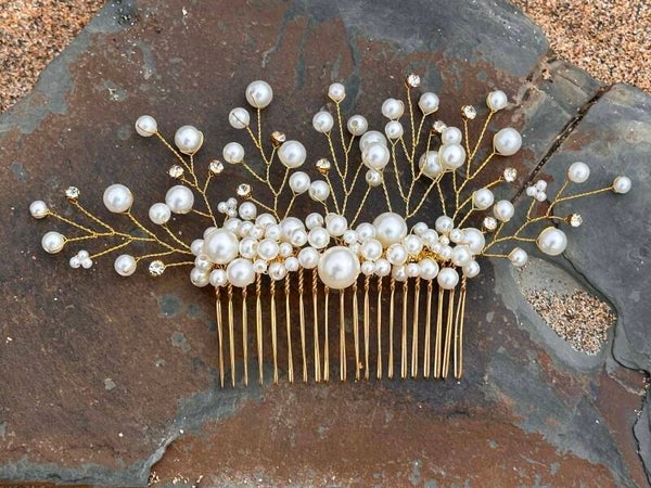 Amelia- Rhinestone and Pearl Regal Style Comb