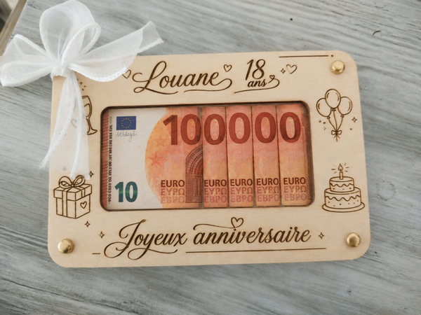 Etui Billets Personnalisée en Bois Gravé – Cadeau Anniversaire Original