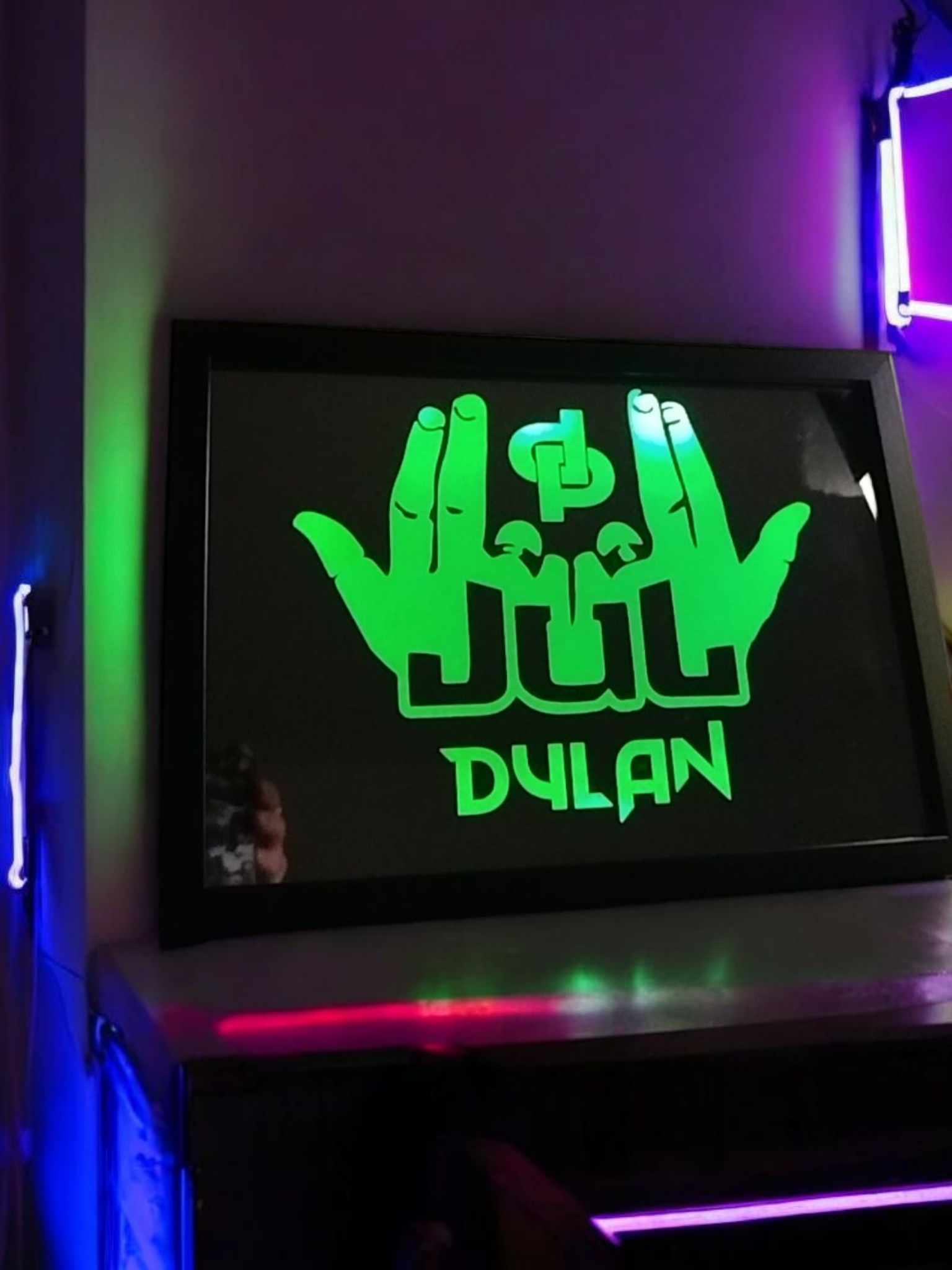 Miroir gravé Jul lumineux personnalisé Cadeau unique lumineux