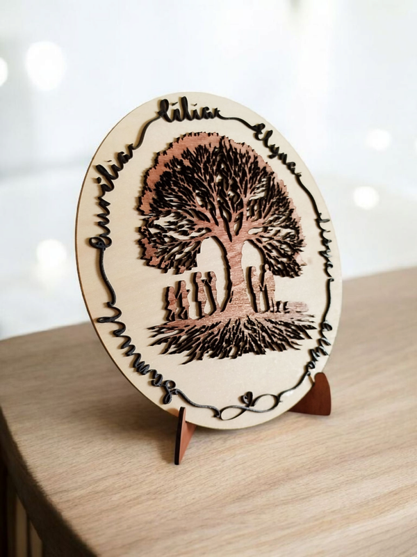 Arbre de Vie Personnalisé en Bois – Décoration Famille sur Mesure | Diamètre 28 cm